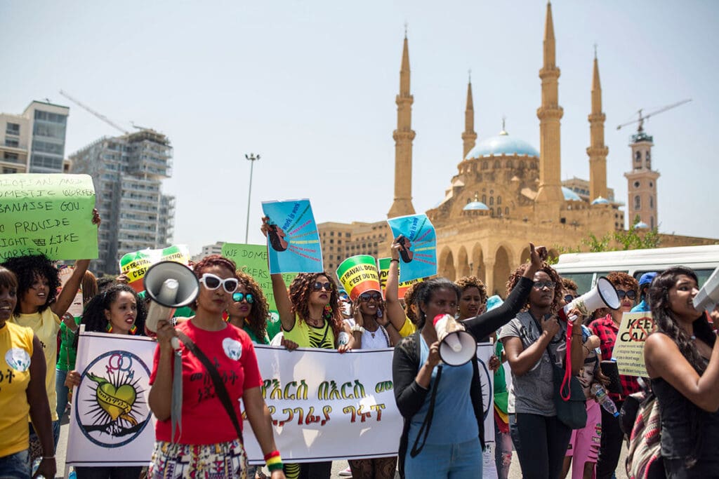 Rahel währnd einer Demonstration